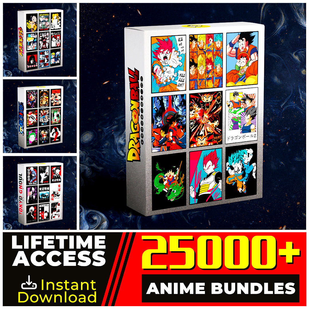 Mega Anime T-Shirt Design Pack – DTF, Sublimation & More (25K+ Designs) for your T-shirt design business